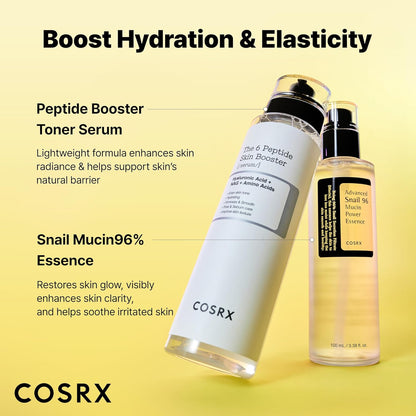 COSRX Snail Mucin 96 Peptide Booster Skincare Set, Korean Skincare Gift Set for Glowing Skin, Christmas Gifts & Stocking Stuffers for Women and Teen Girls, Snail Mucin & Peptide Face Serums