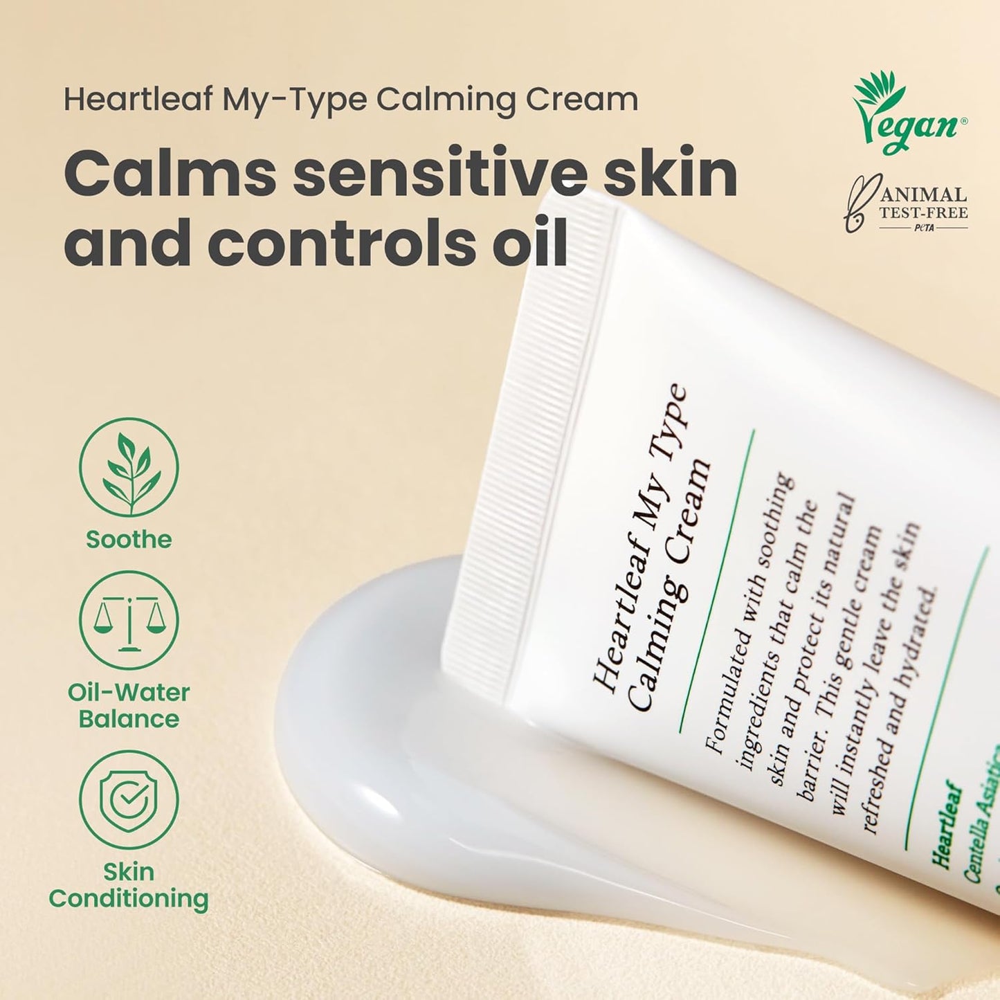 AXIS-Y Heartleaf My Type Calming Cream Soothing, Redness Relief & Long Lasting Moisture Dewy Skin Daily Face Lotion Vegan Korean Skin Care Moisturizer Face Cream 2.02 Fl. Oz.