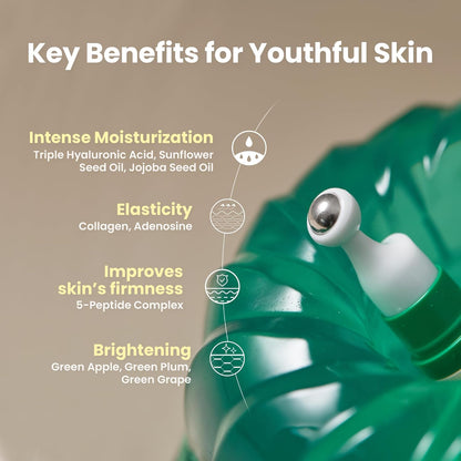 AXIS-Y Vegan Collagen Eye Serum with Triple Hyaluronic Acid & Peptides - K Beauty Roller for Dark Circles and Puffiness - Vegan Korean Skincare Eye Cream - 10ml/0.33 fl. oz.