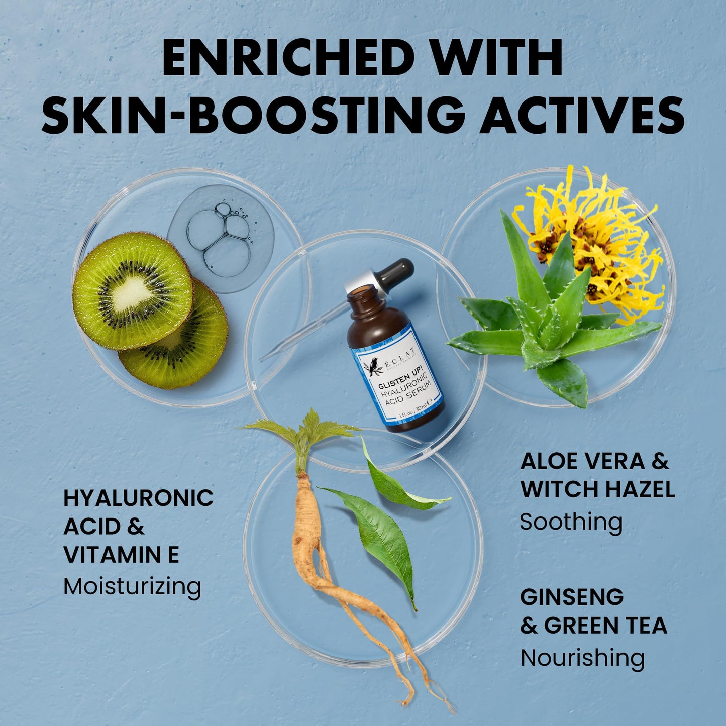 Eclat Skincare Glow Up Vitamin C Serum - Vitamin C Serum for Face with Hyaluronic Acid, Ferulic Acid & Vit E - Skin Brightening Face Care - Anti Aging, Hydrating & Dark Spot Lightening 30ml