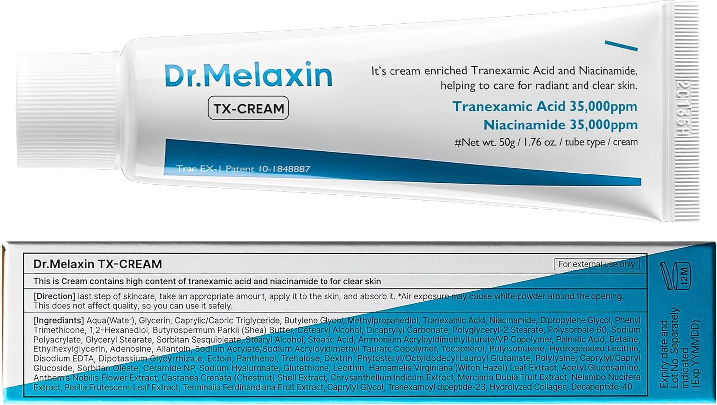 Dr.Melaxin Tx Tranexamic Acid Cream Skin Freckle Cream, Blemishes, Anti-Pigmetation Korean Skin Care Korean Cosmetics 1.69 Fl Oz (50ml) White