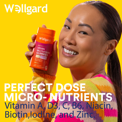Wellgard Vegan Apple Cider Vinegar Gummies, Gold Standard 1000mg ACV Gummies with Vitamin C, Chromium and Pomegranate, Non-GMO, Gluten-Free & Gelatine-Free