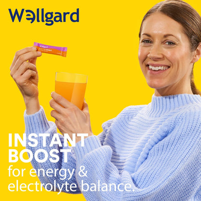Wellgard Electromight - Advanced Electrolytes Sachets with Magnesium, Iron & Vitamin C, Energy & Muscle Function Supplement, 20 Sachets
