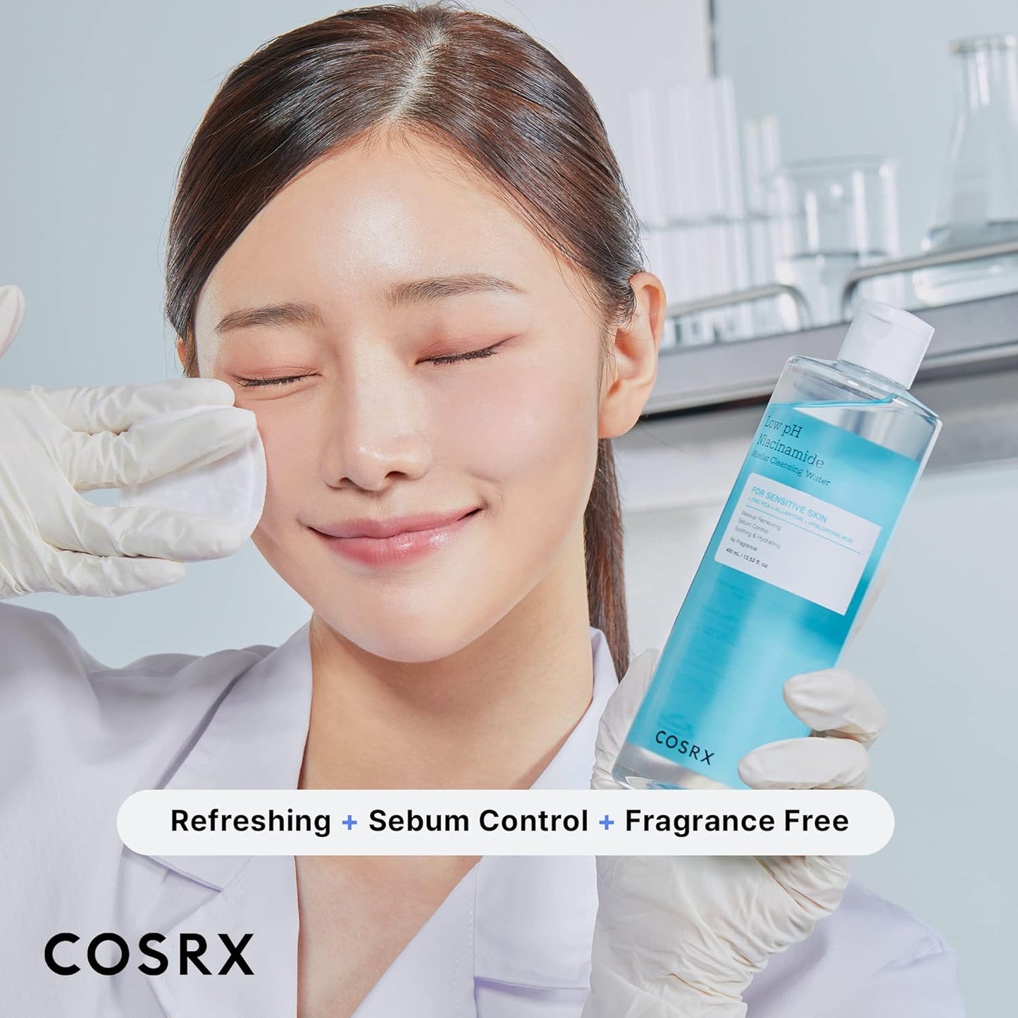 COSRX Low pH Niacinamide Micellar Cleansing Water 13.52fl.oz/400ml, Daily Mild Facial Cleansing Wash for Sensitive Skin, Sebum Control, Paraben Free, Korean Skincare