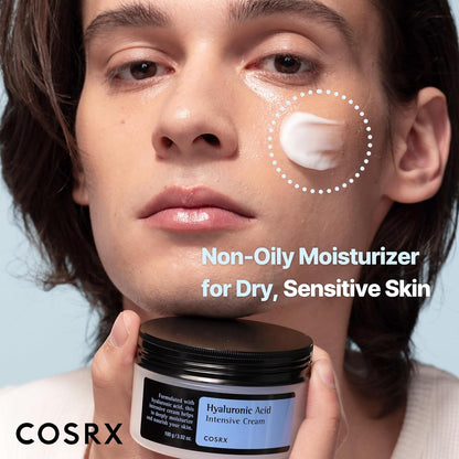 COSRX Hyaluronic Acid Moisturizing Cream, 100g, Long-lasting Hydration, Rich Moisturizer for Sensitive Skin, Korean Skin Care, Animal Testing Free, Parabens Free