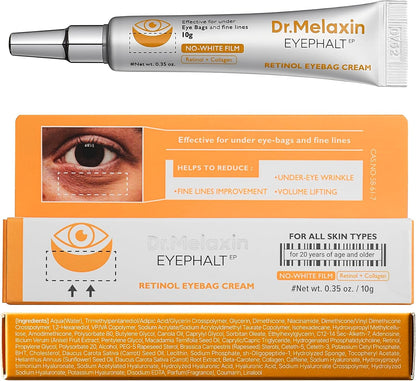 Dr.Melaxin Retinol Eyebag Cream For Puffiness, Wrinkle, Eye Moisturizer With Niacinamide & Ceramide Makeup Friendly Korean Skin Care 0.35 fl oz (Pack of 1)