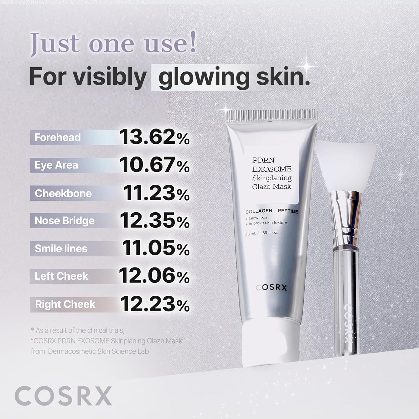 COSRX PDRN Exosome Skinplaning Glaze Mask 50ml (Brush Included), Peel Off Face Mask for Glass Skin, Gentle Exfoliation, Overnight Wrapping Treatment, Korean Skincare