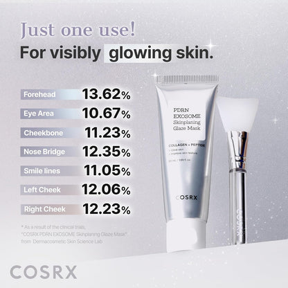 COSRX PDRN Exosome Skinplaning Glaze Mask 50ml (Brush Included), Peel Off Face Mask for Glass Skin, Gentle Exfoliation, Overnight Wrapping Treatment, Korean Skincare