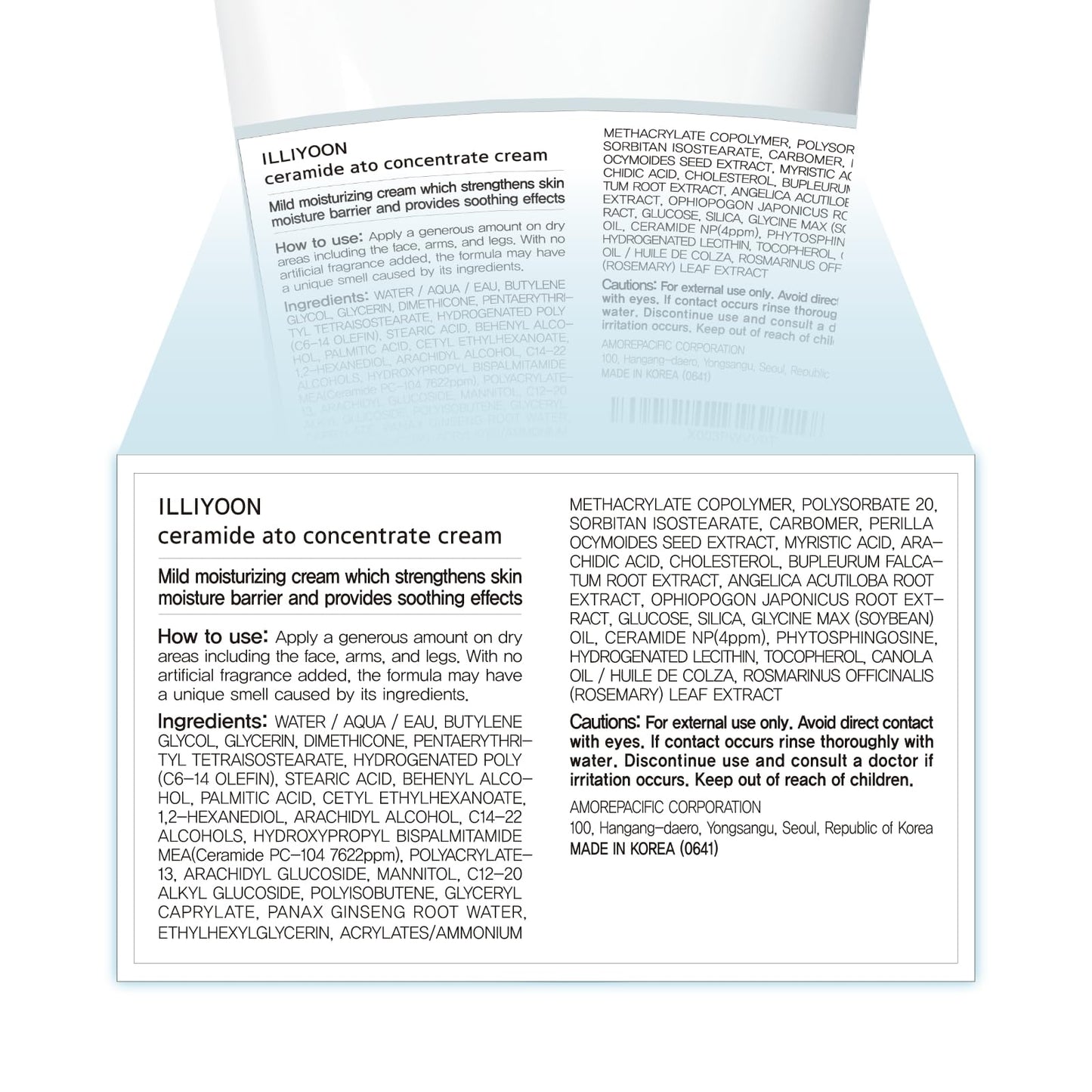 ILLIYOON Ceramide Ato Concentrate Cream (200ml, 6.76 Fl Oz) | Moisturizer for Dry&Sensitive Skin, 100hr Hydration, Restoring Skin Barrier | Gentle for Infants and Adults | Vegan | Fragrance Free