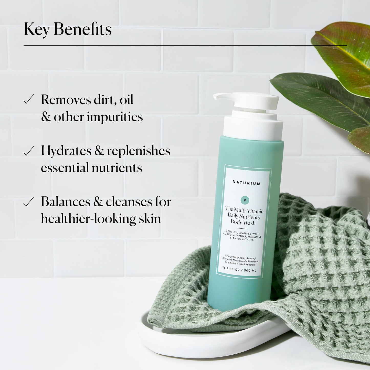 Naturium The Smoother Glycolic Acid Exfoliating Body Wash, Soft & Smoothing Cleanser | 16.9 FL OZ / 500 ML