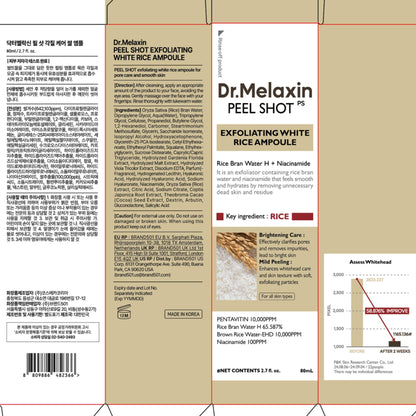 Dr.Melaxin Peel Shot Glow White Rice Peeling Ampoule, Soft Exfoliating Face and Body Scrub Dead Skin Cells Remover for All Skin Types korean skin care 80ml