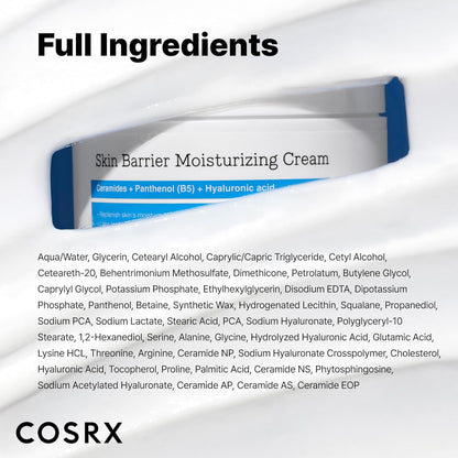 COSRX Skin Barrier Moisturising Body Cream 450ml Ceramide & Hyaluronic Acid Body and Face Cream for Dry Skin, Fragrance Free Hydrating Lotion, Korean Skincare