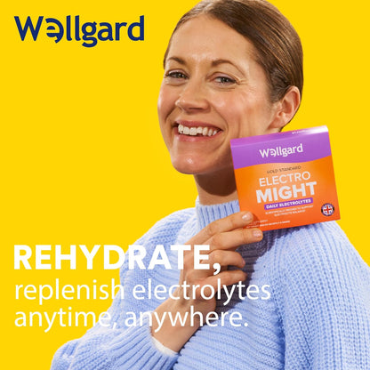 Wellgard Electromight - Advanced Electrolytes Sachets with Magnesium, Iron & Vitamin C, Energy & Muscle Function Supplement, 20 Sachets