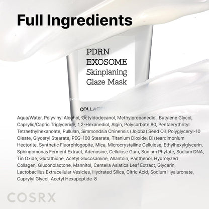 COSRX PDRN Exosome Skinplaning Glaze Mask 50ml (Brush Included), Peel Off Face Mask for Glass Skin, Gentle Exfoliation, Overnight Wrapping Treatment, Korean Skincare