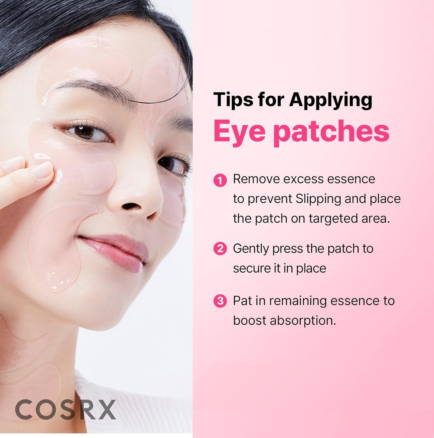 COSRX Pink Peptide Collagen Hydrogel Eye Patches Wrinkle Patches for Puffy Eyes, Dark Circles, Eye Bags, Wrinkles and Fine Lines, Firming and Depuffing Under Eye Masks, Korean Skincare 60 Patches