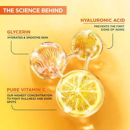 Garnier Vitamin C Serum for Face, Brightening Serum with 4% [Vitamin C + Niacinamide + Salicylic Acid], Dark Spot Reducer & Evens Skin Tone, Suitable for Sensitive Skin, 30ml