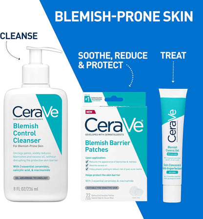 CeraVe Blemish Control Cleanser, 2% Salicylic Acid Face Wash with Niacinamide & 3 Essential Ceramides, Exfoliates & Clears Clogged Pores for Blemish-Prone Skin, Developed with Dermatologists, 236ml
