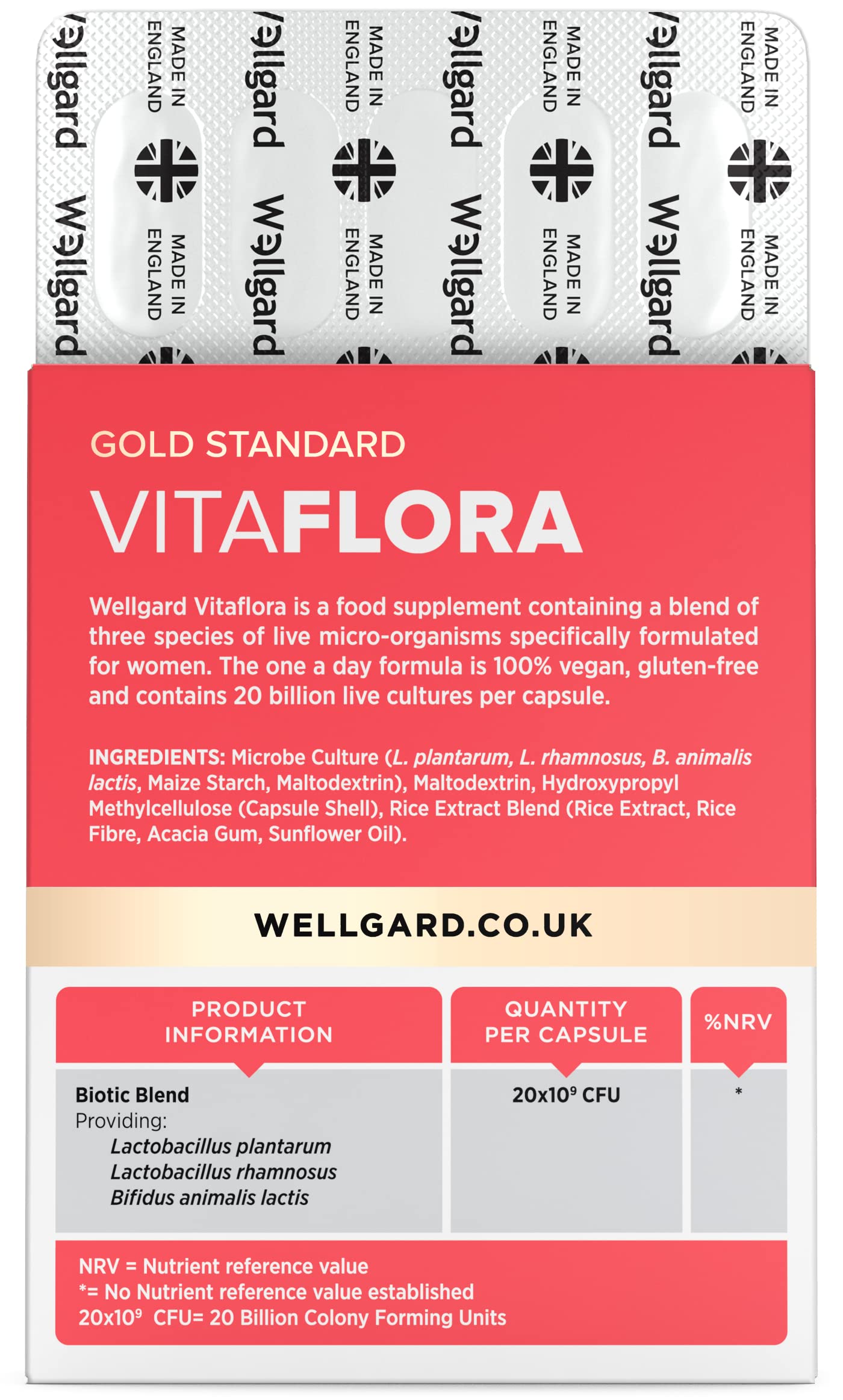 Wellgard Gutstar Probiotics - 16 Strain Probiotics for Gut Health with Fennel and Ginger, Vegan, UK Made