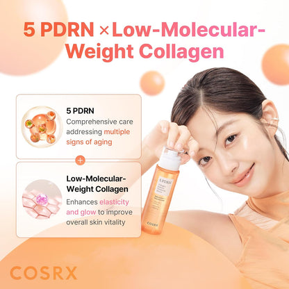 COSRX 5 PDRN Collagen Intense Vitalizing Serum for Face with 5 PDRN & Low Molecular Collagen, Glow serum for Skin Firming, Boosting and Viatalizing, 100ml, Korean Skincare