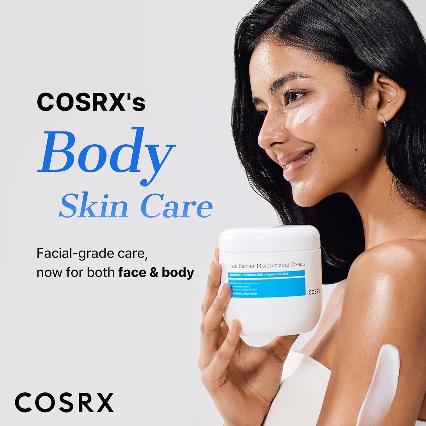 COSRX Skin Barrier Moisturising Body Cream 450ml Ceramide & Hyaluronic Acid Body and Face Cream for Dry Skin, Fragrance Free Hydrating Lotion, Korean Skincare