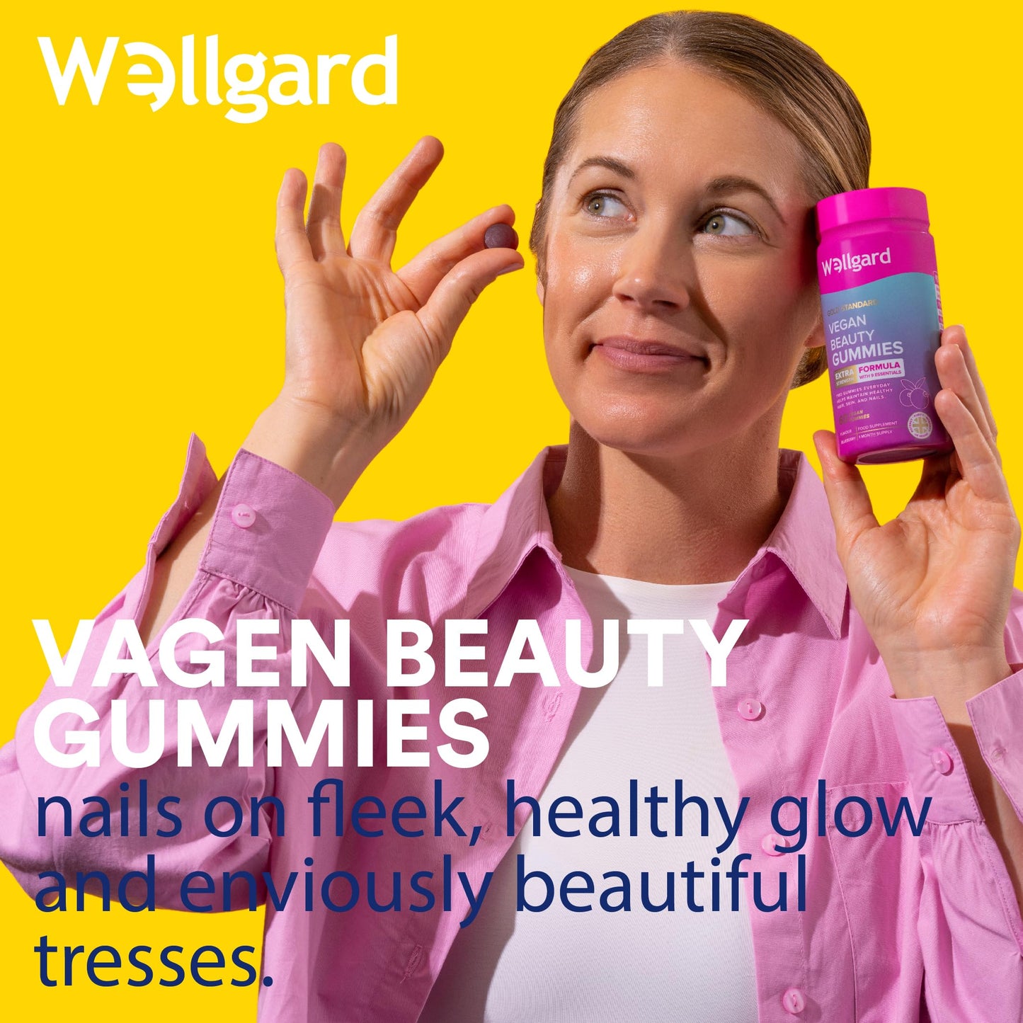 Wellgard Vegan Apple Cider Vinegar Gummies, Gold Standard 1000mg ACV Gummies with Vitamin C, Chromium and Pomegranate, Non-GMO, Gluten-Free & Gelatine-Free