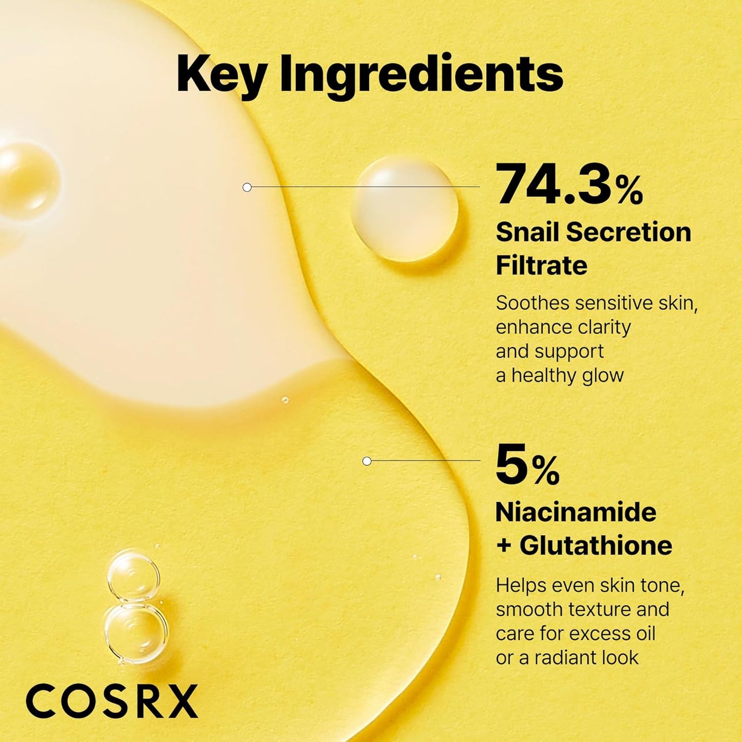 COSRX Niacinamide 5% + Snail Mucin 74% Dual Essence, Anti aging Face Serum for Dull Skin, Hydrating, Brightening, Repairing, 2.70 fl.oz / 80ml, Sensitive Skin, Not Tested on Animals, Korean Skincare
