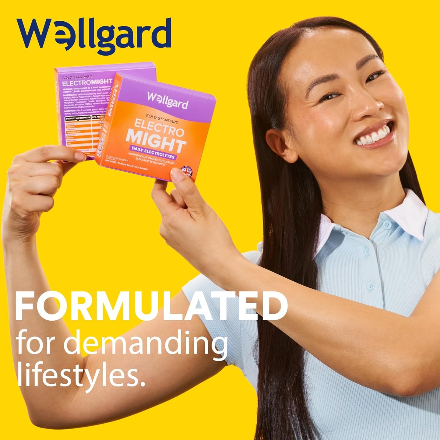 Wellgard Electromight - Advanced Electrolytes Sachets with Magnesium, Iron & Vitamin C, Energy & Muscle Function Supplement, 20 Sachets