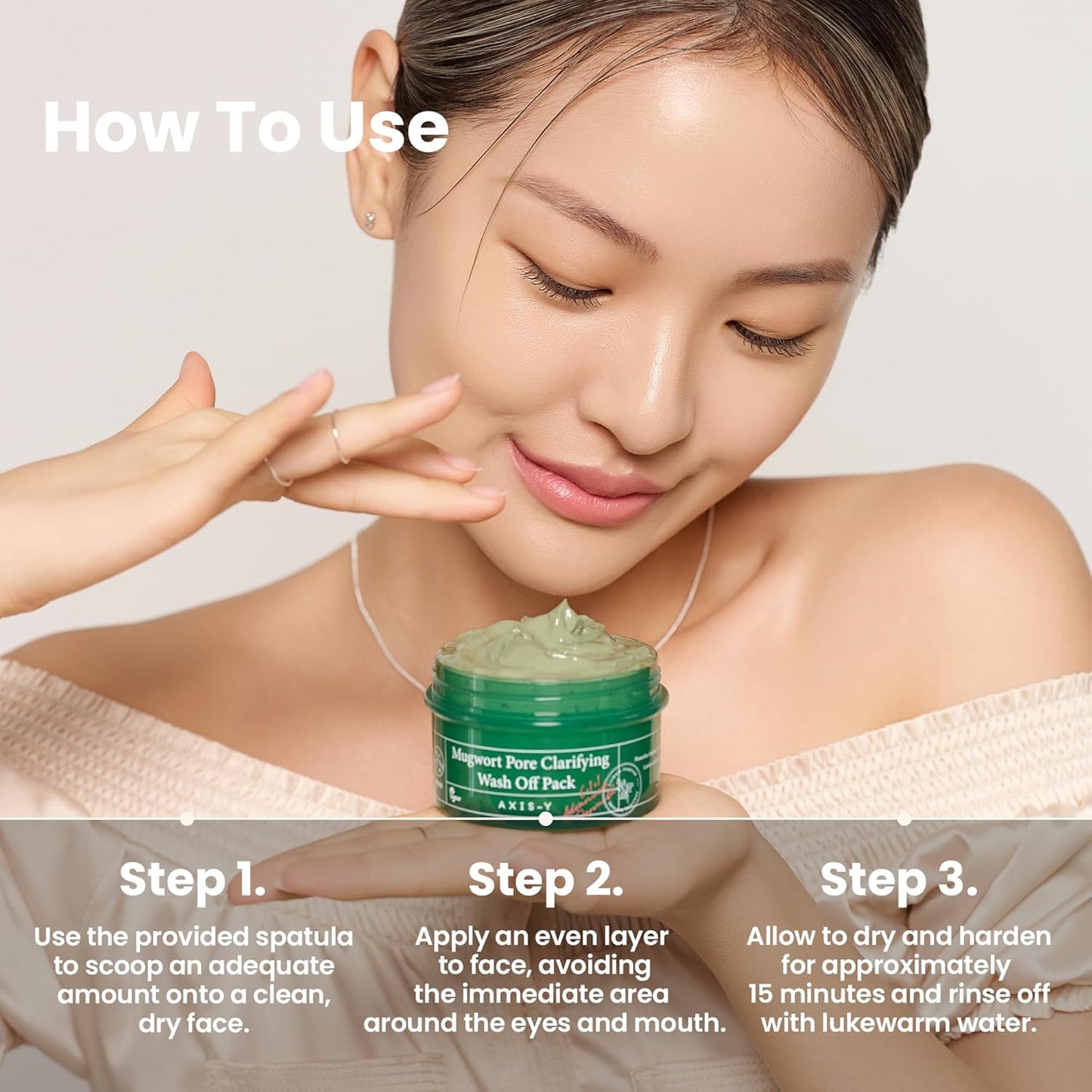 AXIS-Y Mugwort Pore Clarifying Wash Off Pack Face Exfoliator Targets Clogged Pores, Whitehead & Blackhead Remover Vegan Korean Skin Care Glass Skin Clay Mask 3.38 Fl. Oz.