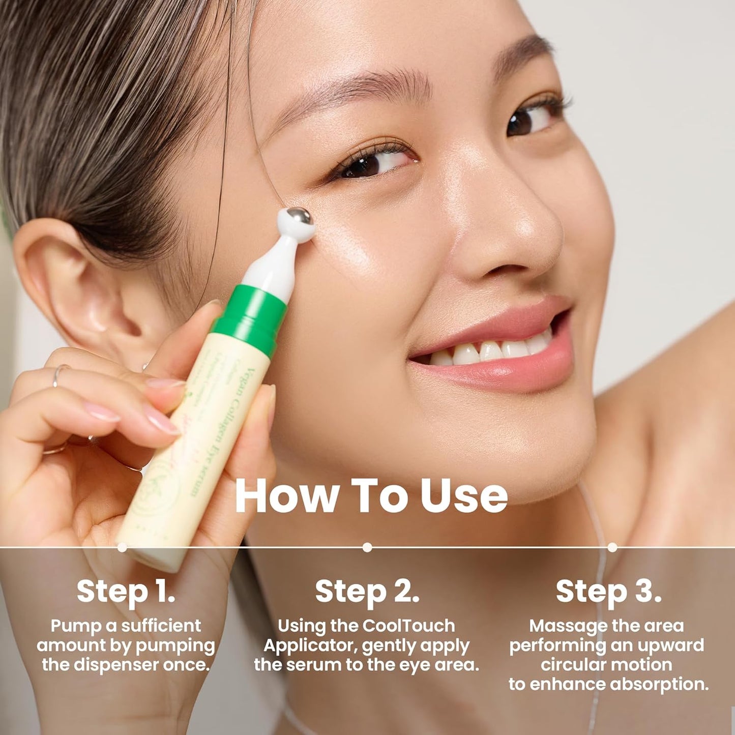 AXIS-Y Vegan Collagen Eye Serum with Triple Hyaluronic Acid & Peptides - K Beauty Roller for Dark Circles and Puffiness - Vegan Korean Skincare Eye Cream - 10ml/0.33 fl. oz.