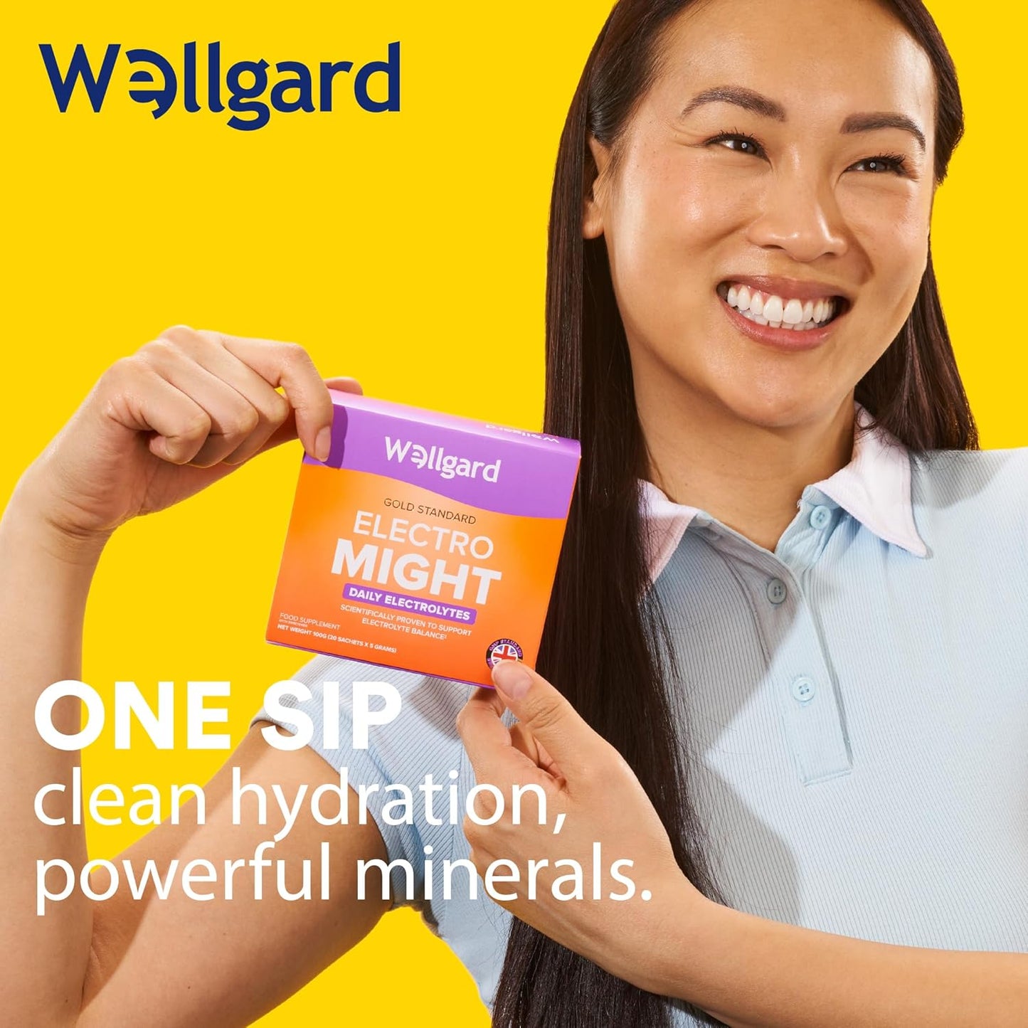Wellgard Electromight - Advanced Electrolytes Sachets with Magnesium, Iron & Vitamin C, Energy & Muscle Function Supplement, 20 Sachets