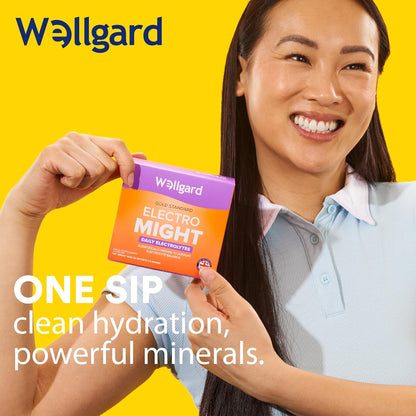 Wellgard Electromight - Advanced Electrolytes Sachets with Magnesium, Iron & Vitamin C, Energy & Muscle Function Supplement, 20 Sachets