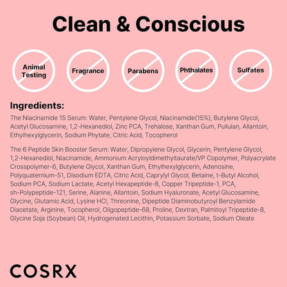 COSRX Niacinamide Peptide Booster Skincare Set, Korean Skincare Gift Set for Glowing Skin, Christmas Gifts Set & Stocking Stuffers for Teen Girls and Women, Niacinamide & Peptide Face Serum