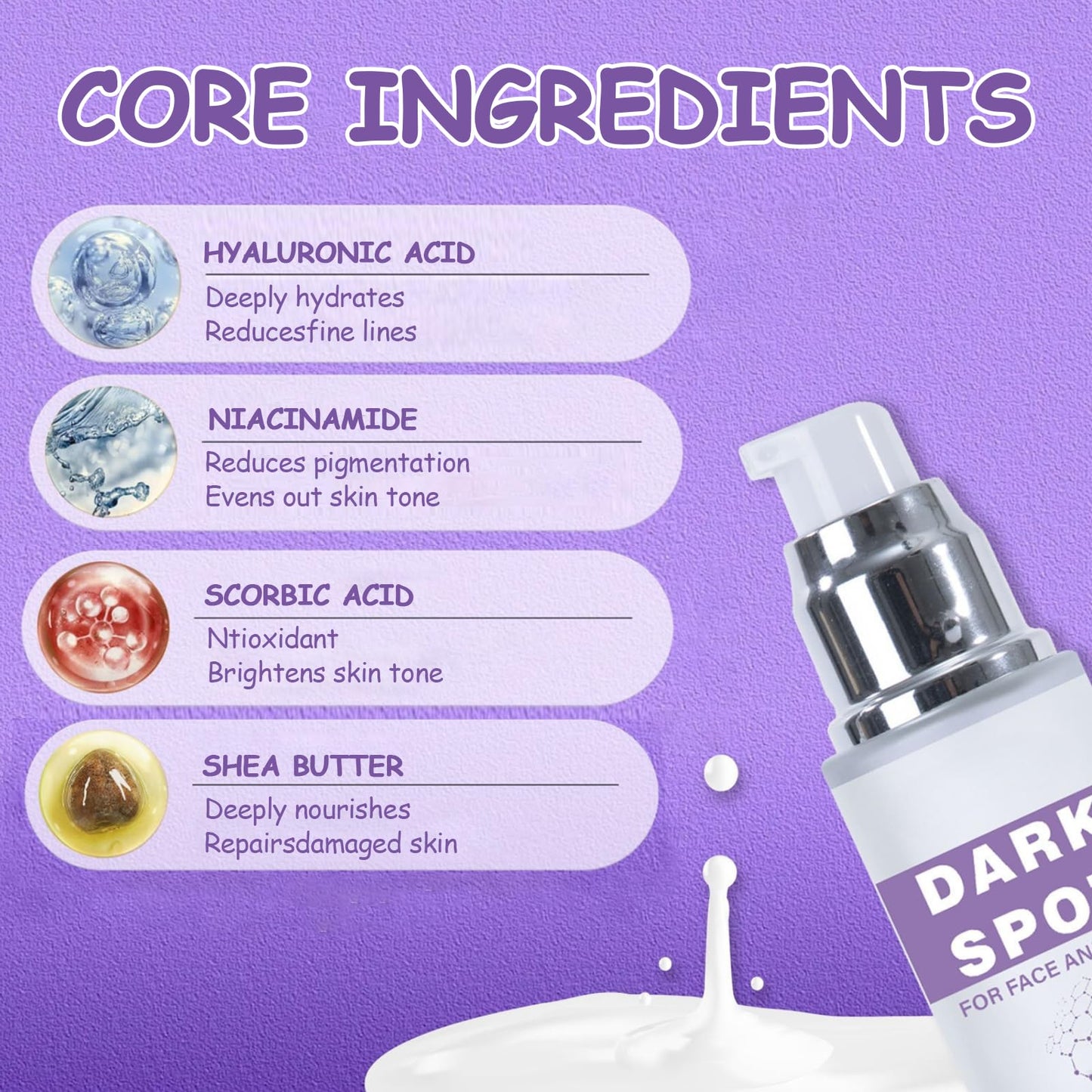 Dark Spot Remover for Face & Body, Dark Spot Corrector Cream, Age Spot Remover with Niacinamide & Hyaluronic Acid, Melasma Cream for Sun Spots & Hyperpigmentation, Brightening, Even Skin Tone, 50ml