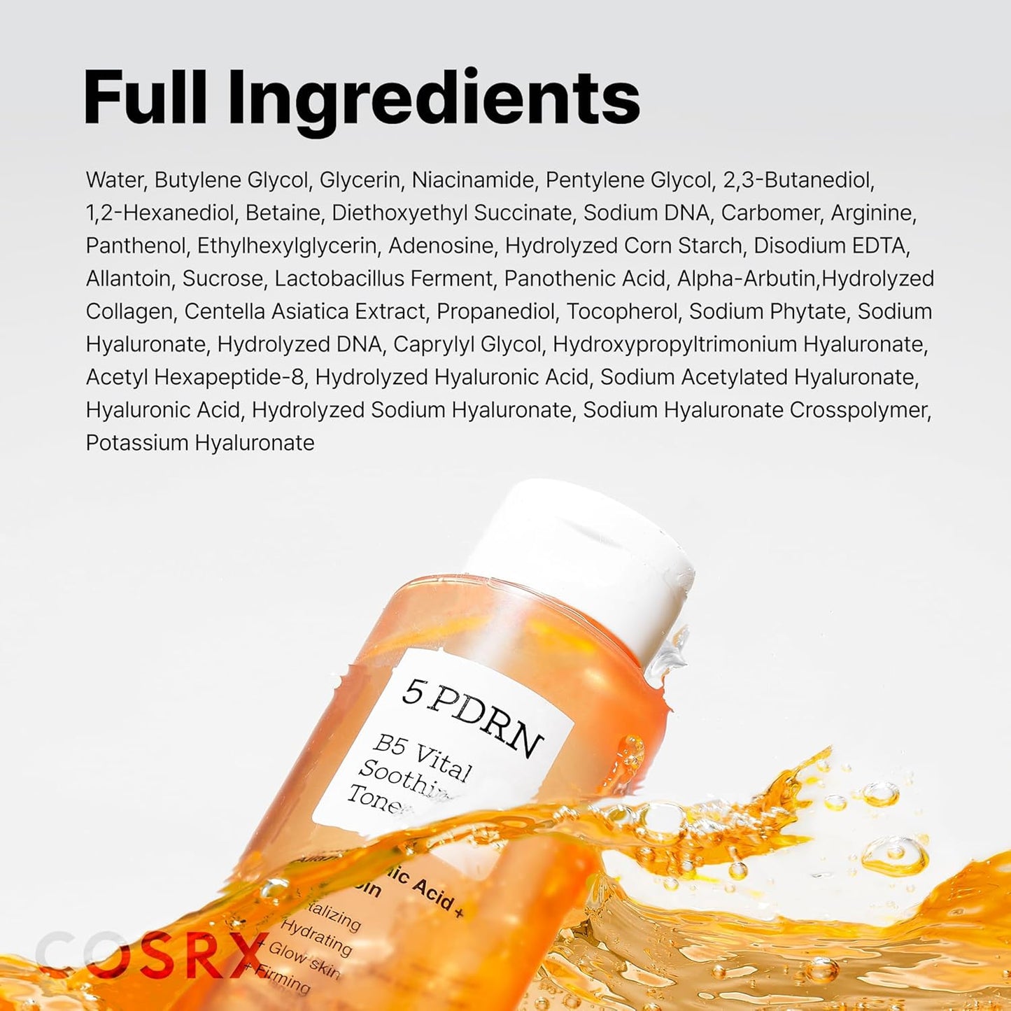 COSRX 5 PDRN B5 Vital Soothing Toner 280mL for Rejuvenating & Soothing Skin with Salmon DNA, Centella, Lactobacillus PDRN & Panthenol, Korean Skin Care