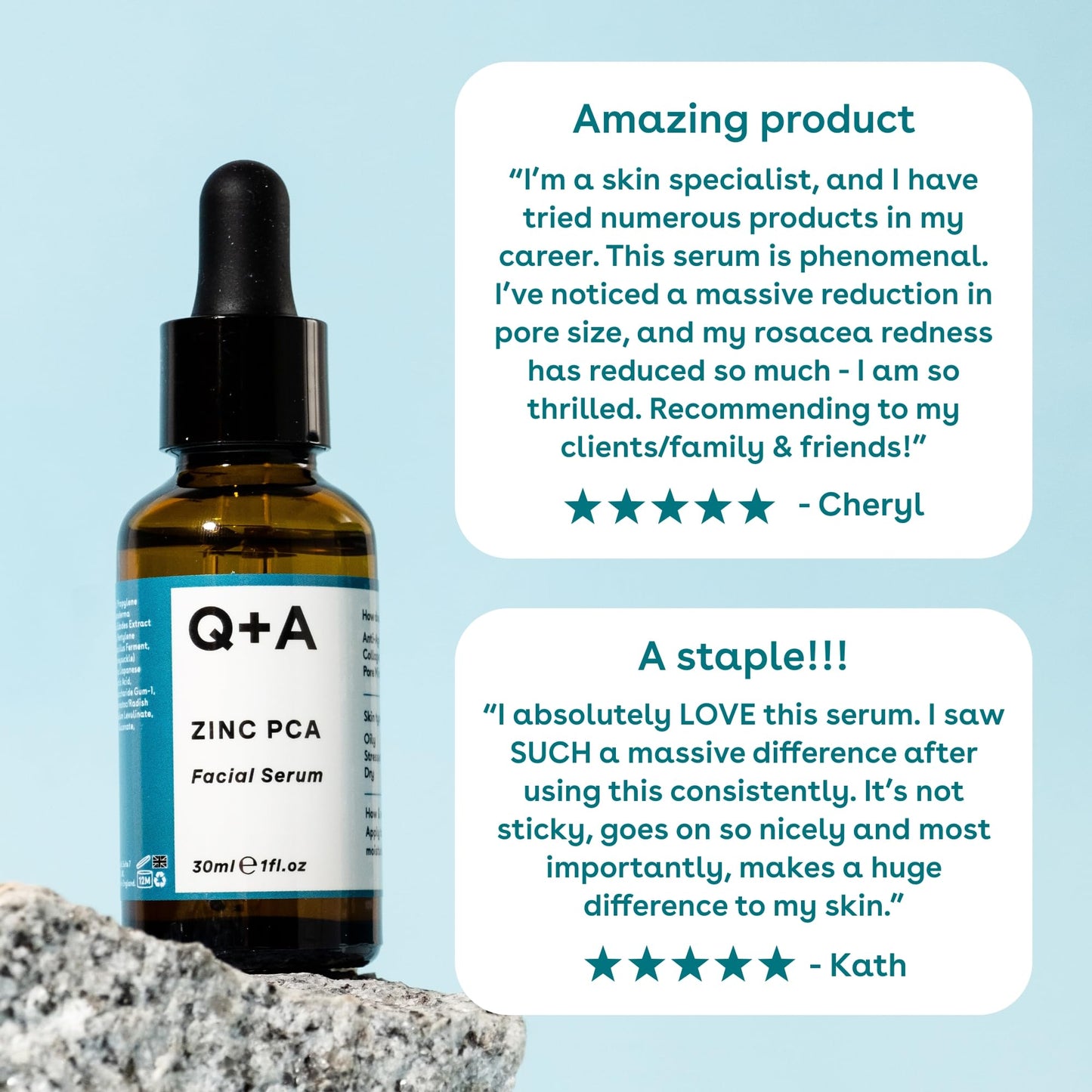 Q+A Hyaluronic Acid Facial Serum (30ml), Natural Hydrating Face Serum, for Plump Skin, Anti Ageing, Fragrance Free, Delivers Deep, Lasting Hydration, Rehydrates and Softens the Skin