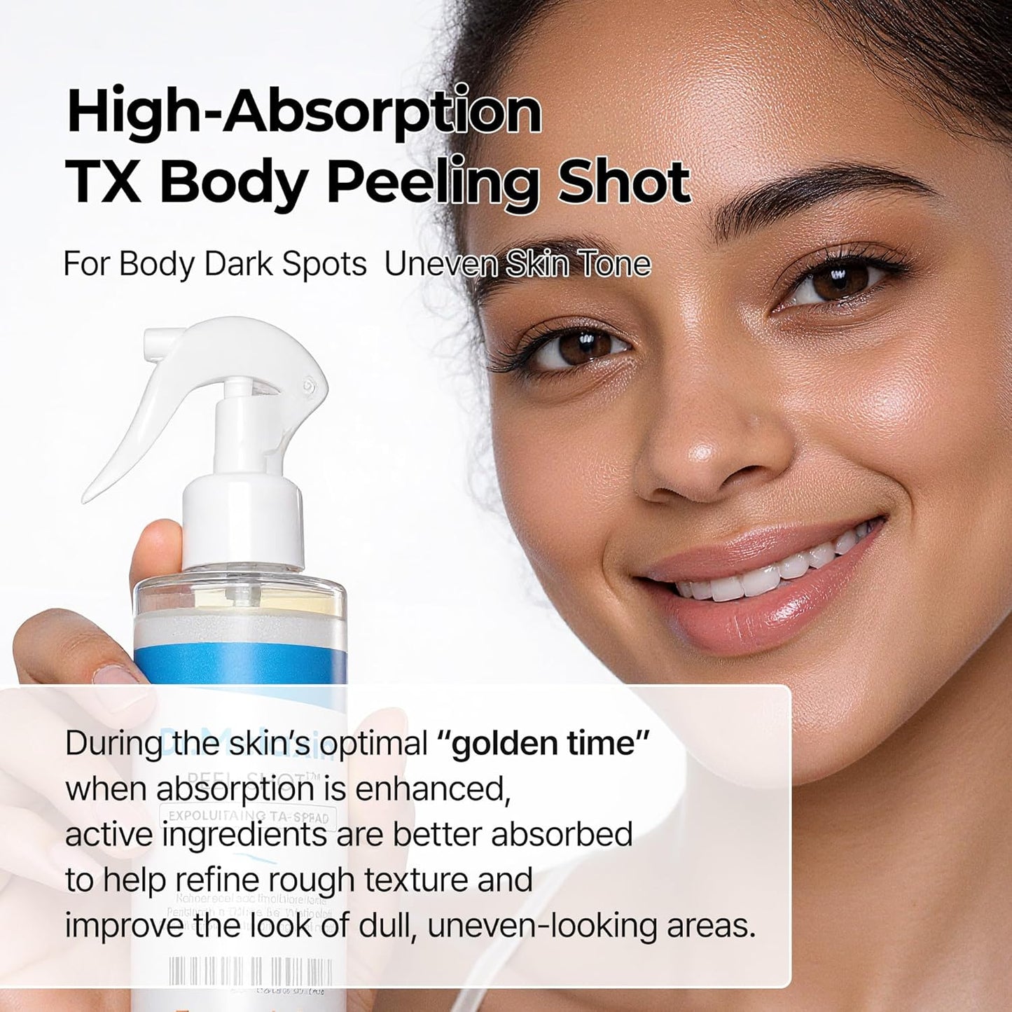 Dr.Melaxin Tx Peel Shot Body Exfoliating Spray With Tranexamic Acid & Niacinamide, Brightening Body Care For Uneven Skin Tone, 200Ml