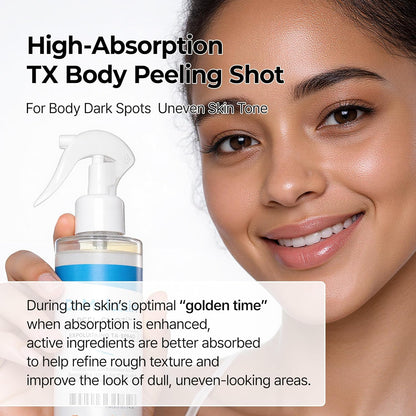 Dr.Melaxin Tx Peel Shot Body Exfoliating Spray With Tranexamic Acid & Niacinamide, Brightening Body Care For Uneven Skin Tone, 200Ml
