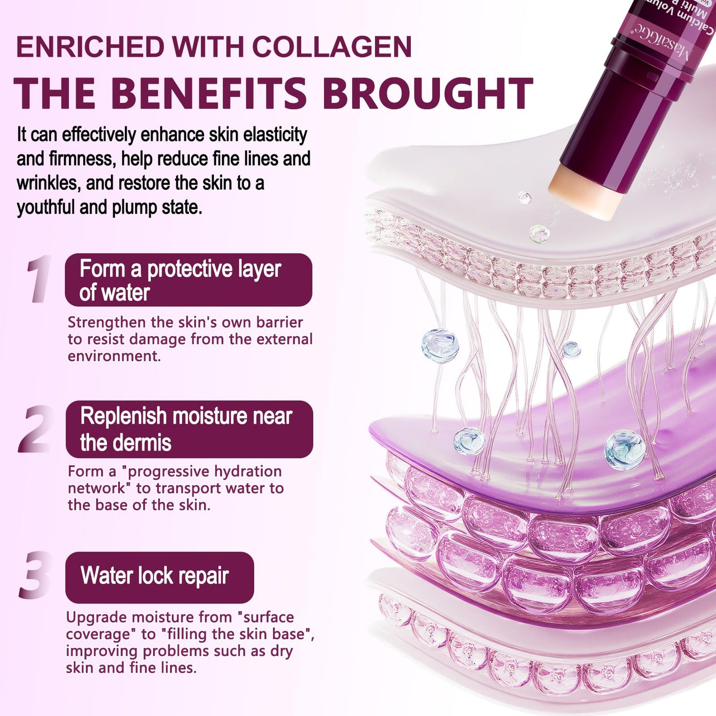 Calcium Volume Multi Balm, Korean Collagen Moisturing Stick, Calcium Multi Balm Anti-aging, Sagging, Wrinkles, Suitable for Eyes, Face, Neck (1)