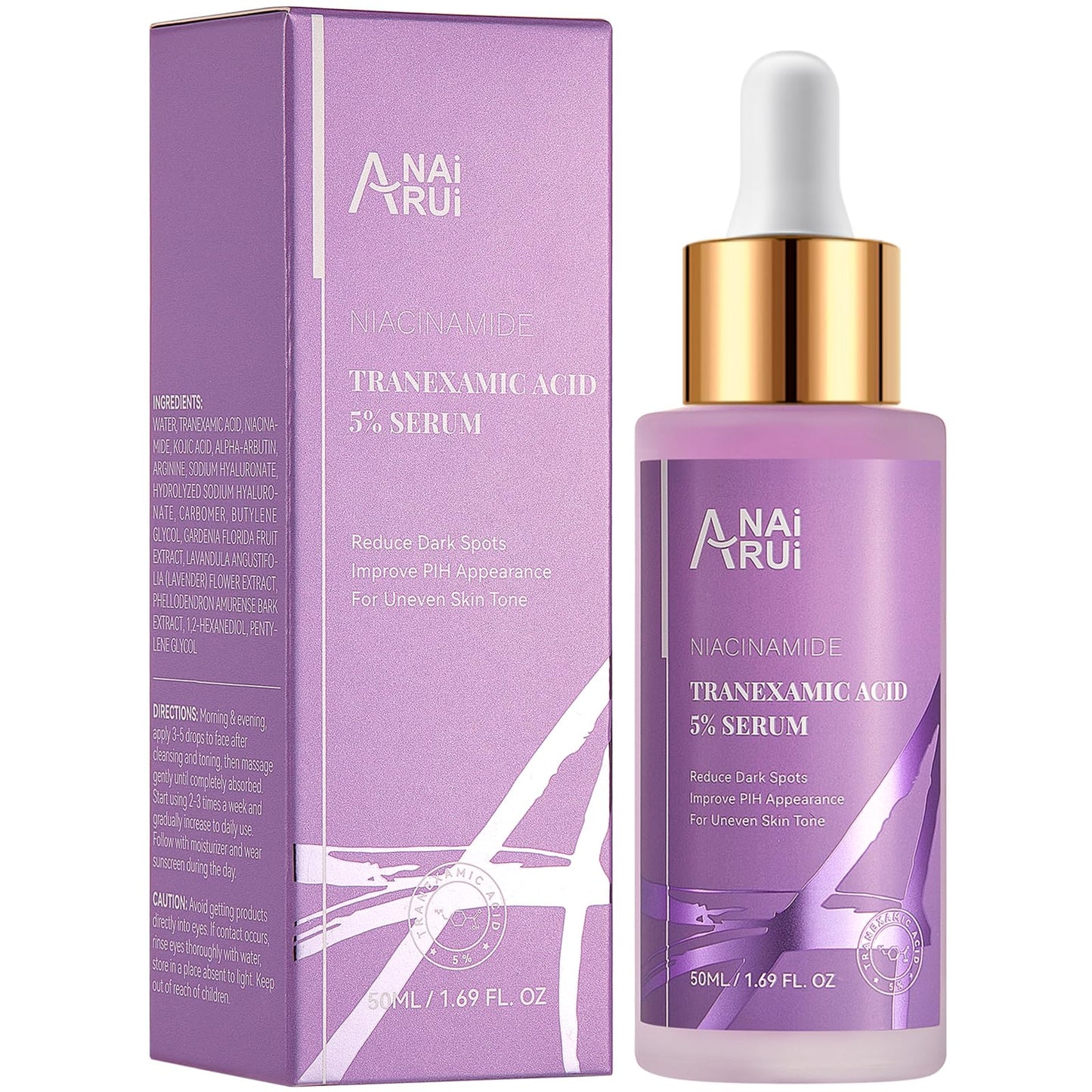 ANAiRUi 10% Tranexamic Acid Serum 30 ml, Dark Spot Correcting Serum with Tranexamic Acid + Hyaluronic Acid + Niacinamide, Targets Hyperpigmentation, Even Skin Tone