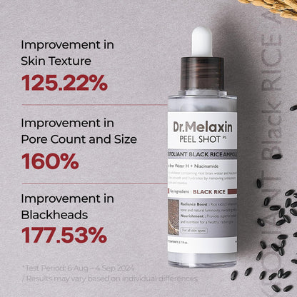 Dr.Melaxin Peel Shot Glow White Rice Peeling Ampoule, Soft Exfoliating Face and Body Scrub Dead Skin Cells Remover for All Skin Types korean skin care 80ml