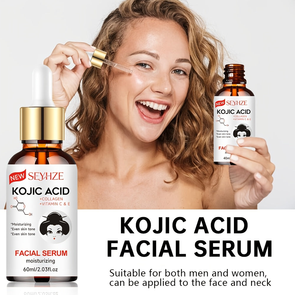 2-Pack & 1-Pack Kojic Acid Serum with Vitamin E - Hydrating & Moisturizing Facial, Low-Allergy Formula, for Hyperpigmentation, Suitable for All Light Beige Types ( Dry, Oily) - 40ml Bottles